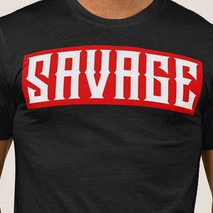 T-shirt Heren Savage t-shirt gangsta thug outlaw belettering 5XL 4XL 3XL XXL XL L M S oversize zwart wit grijs