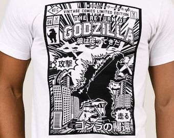 Godzilla t-shirt gojira kaiju sci-fi japan monster vintage 4XL 3XL XXL XL L M S oversize white black grey