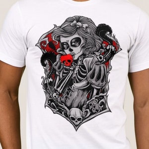 La Catrina t-shirt La Calavera chicano cholo mexican Día de Muertos 5XL, 4XL, 3XL, XXL, XL, L, M, S