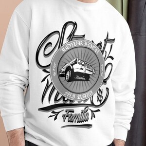 Sweatshirts voor heren Champion Sweatshirt Lowrider Gangsta Ganster Gangsters Mafia Cartel Thug Print Bedrukt 3XL 2XL XL L M S Zwart Wit