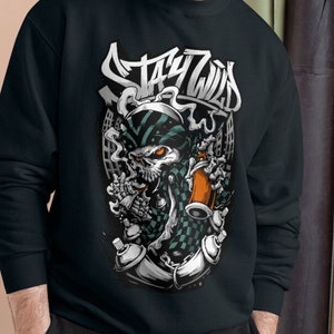 Sweatshirts voor heren Champion Sweatshirt Cholo Gangsta Ganster Gangsters Mafia Cartel Thug Print Bedrukt 3XL 2XL XL L M S Zwart Wit