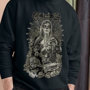Sweatshirts voor heren Champion Sweatshirt Mi Vida Loca Gangsta Ganster Gangsters Mafia Cartel Thug Print Bedrukt 3XL 2XL XL L M S Zwart Wit
