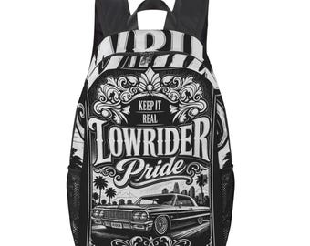 Lowrider Pride Backpack, Keep It Real Travel Bag, Classic Car Bookbag, Urban Style Daypack