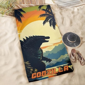 Godzilla Beach Towel Godzilla Beach Towel Beach Towel Kaiju Comics Monster Japan Gojira Gift Towel Godzilla Towels Gift Beach Towels