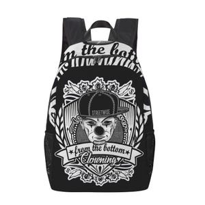 Custom Streetwise Backpack, From the Bottom Bookbag, Chicano Style Daypack, Clown Face School Bag, Urban Rucksack, Streetwear Gift