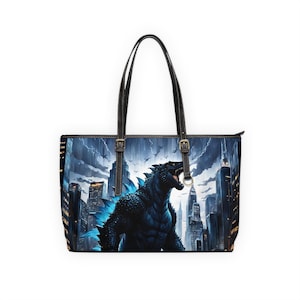 Godzilla PU Leather Shoulder Bag - Monster Lover Gift Kaiju Fan Handbag Japanese Movie Creature Tote Sci-Fi Fashion Purse Unique Urban