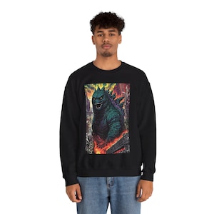 Sweatshirts for Men Godzilla Kaiju Unisex Crewneck Sweatshirt Monster Movie Fan Gift Gojira Sweatshirt Cool Japanese Monster Shirt