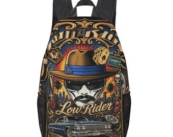 Low Rider Backpack, Chicano Travel Bag, LA Street Car Bookbag, Urban Style Daypack