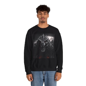 Godzilla Sweatshirts for Men Godzilla Kaiju Unisex Sweatshirt Gojira Crewneck Jumper Monster Movie Fan Gift Retro Japanese Film Apparel