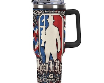 40oz Keep It Real Tumbler, Mobster Silhouette Chicano Travel Mug, Lowrider Urban Insulated Cup, Tattoo Art Stainless Drinkware Gift