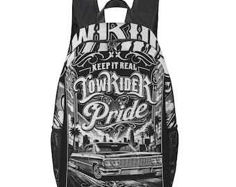 Lowrider Pride Backpack, Keep It Real Travel Bag, Classic Car Bookbag, Urban Style Daypack