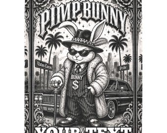Custom Pimp Bunny Blanket, Personalized Chicano Streetwear Throw, Urban Gangsta Rabbit Fleece Blanket, Edgy Graffiti Home Decor Gift