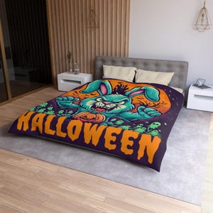 Duvet Cover Halloween Microfiber Duvet Cover Horror Zombie Bedding Set Spooky Bedroom Decor Trick or Treat Bedspread Scary Sleep