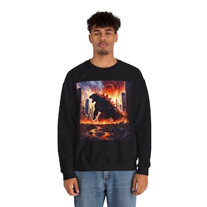 Godzilla Sweatshirts for Men Godzilla Kaiju Unisex Sweatshirt Gojira Movie Monster Crewneck Giant Lizard Jumper Retro Sci-Fi Sweater Gift
