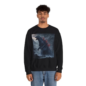 Sweatshirts for Men Godzilla Kaiju Sweatshirt Movie Monster Crewneck Jumper Gojira Fan Apparel Giant Lizard Gift Monster Movie Clothing
