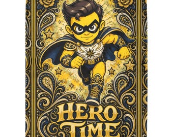 Hero Time Throw Blanket, Superhero Chicano Paisley Fleece Blanket, Urban Lowrider Plush Cover, Vintage Filigree Home Decor Soft Couch Gift