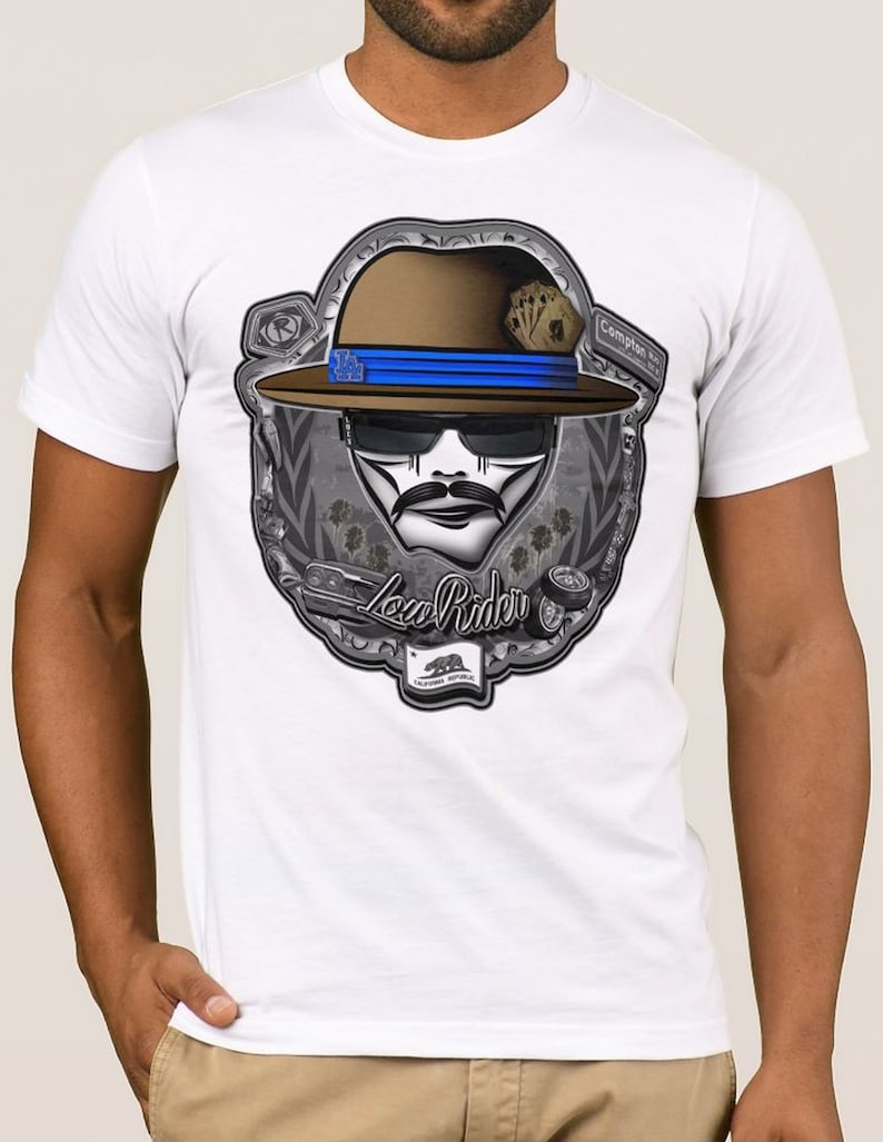 Lowrider Tshirt Chicano Cholo Mexican Gangsta Gangsters Raider Vato