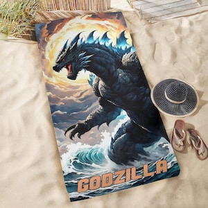 Godzilla Beach Towel Godzilla Beach Towel Beach Towel Kaiju Comics Monster Japan Gojira Gift Towel Godzillas Gift Towels Beach Towels