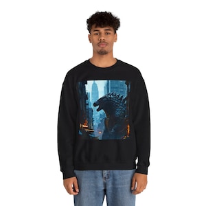 Godzilla Sweatshirts for Men Godzilla Kaiju Unisex Sweatshirt Gojira Monster Movie Fan Apparel Trendy Crewneck Jumper Cosplay