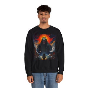Godzilla Sweatshirts for Men Godzilla Kaiju Unisex Sweatshirt Monster Movie Crewneck Jumper Gojira Fan Japanese Pullover Retro Vintage Sweat