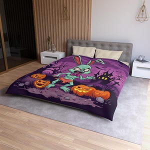 Duvet Cover Halloween Zombie Duvet Cover Spooky Horror Bedding Set Scary Bedroom Decor Creepy Microfiber Blanket Haunted House Comforter