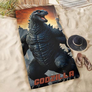 Godzilla Beach Towel Godzilla Beach Towel Beach Towel Kaiju Comics Monster Godzilla Towels Gift Japan Gojira Gift Towel Beach Towels
