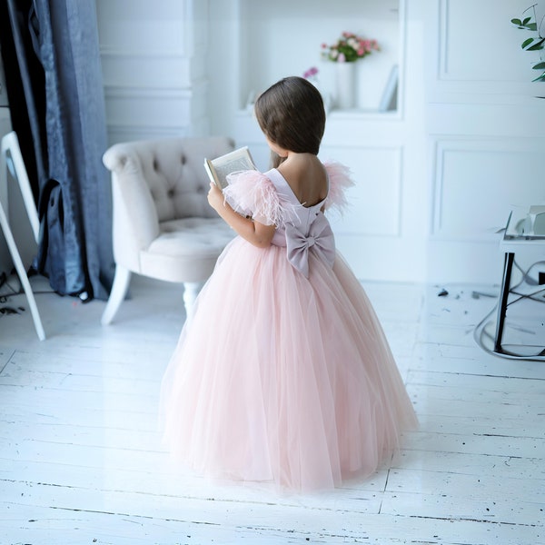 flower girl dress blush, white junior bridesmaid dress, custom flower girl dress, girls occasion dress black, tulle flower girl dress ivory