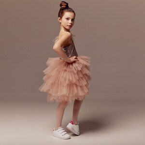 One Shoulder with Flower Flower Girl Dress Papaya
