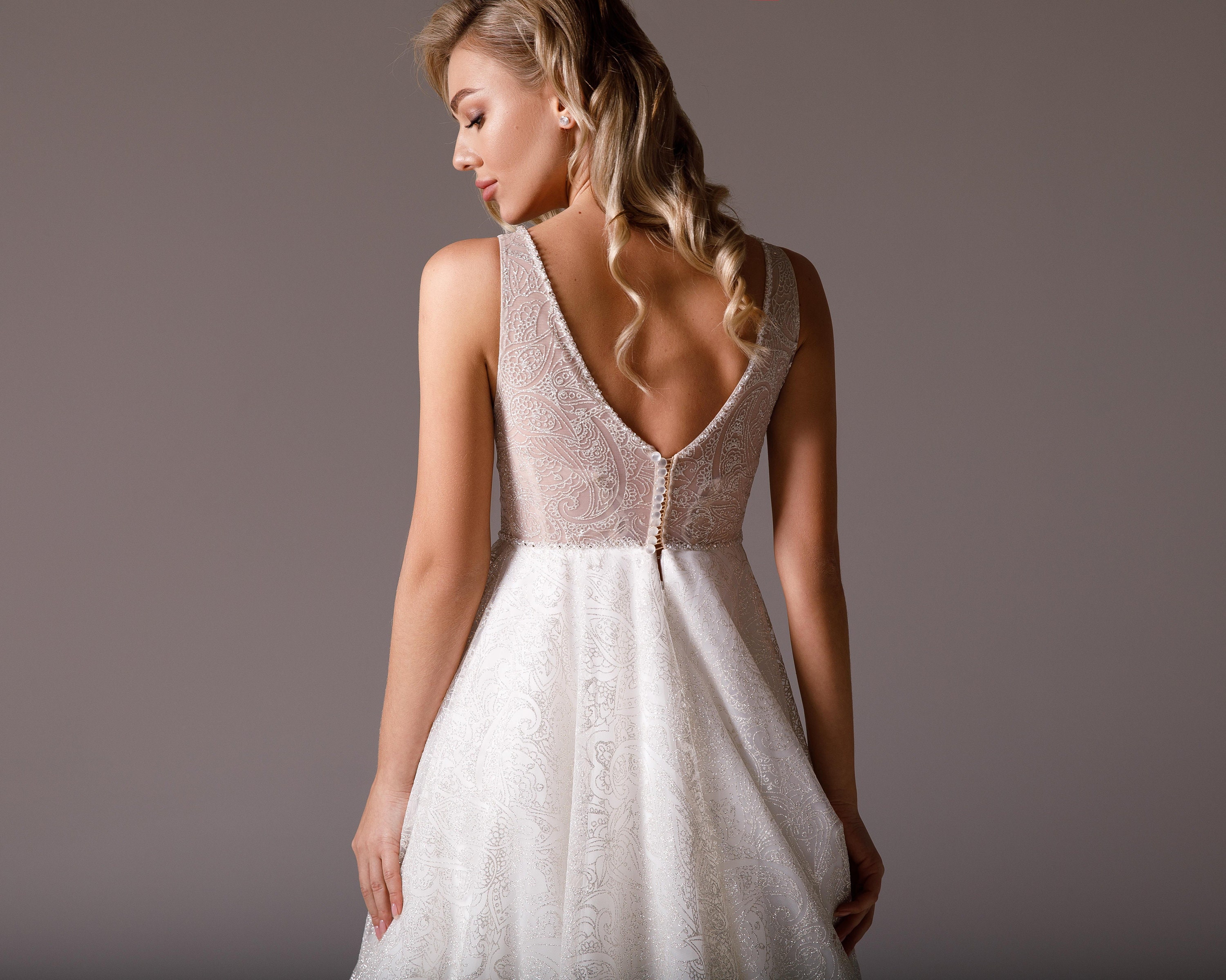 Champagne wedding dress sleeveless custom made wedding dress Etsy