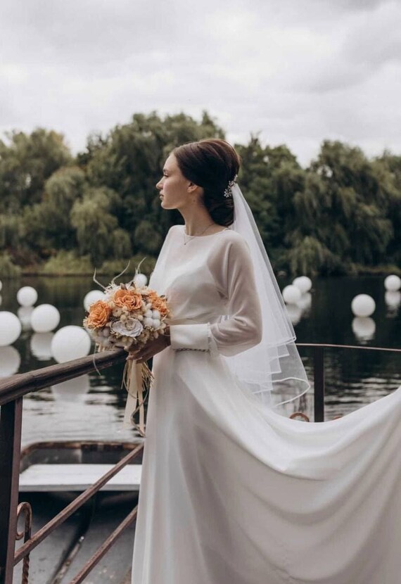 Ivory Wedding Dress Chiffon Elopement 