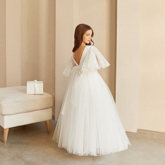 Modest flower top girl dresses