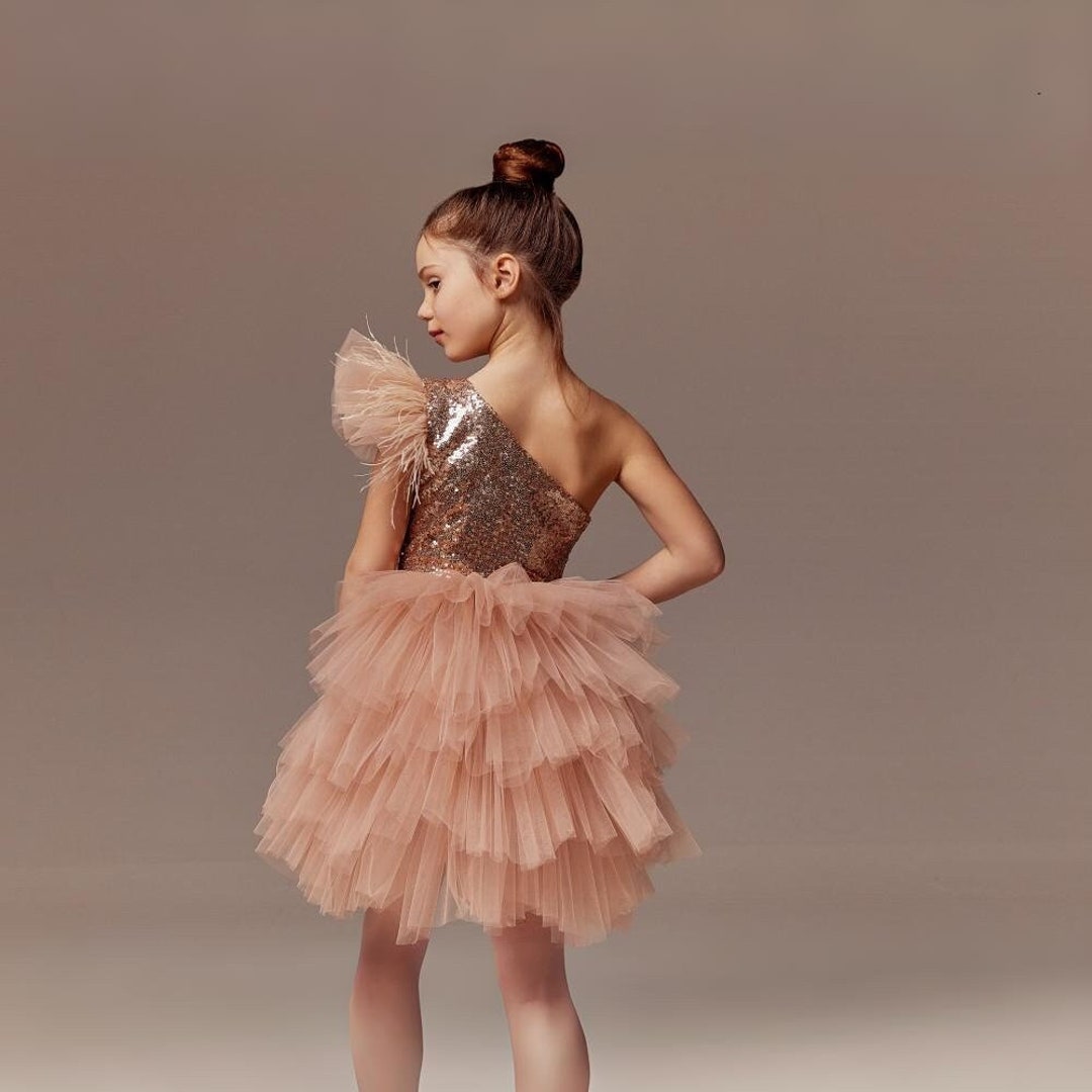 Wedding Flowers Girl Gowns One Shoulder Pageant Dress Flower Princess Dress