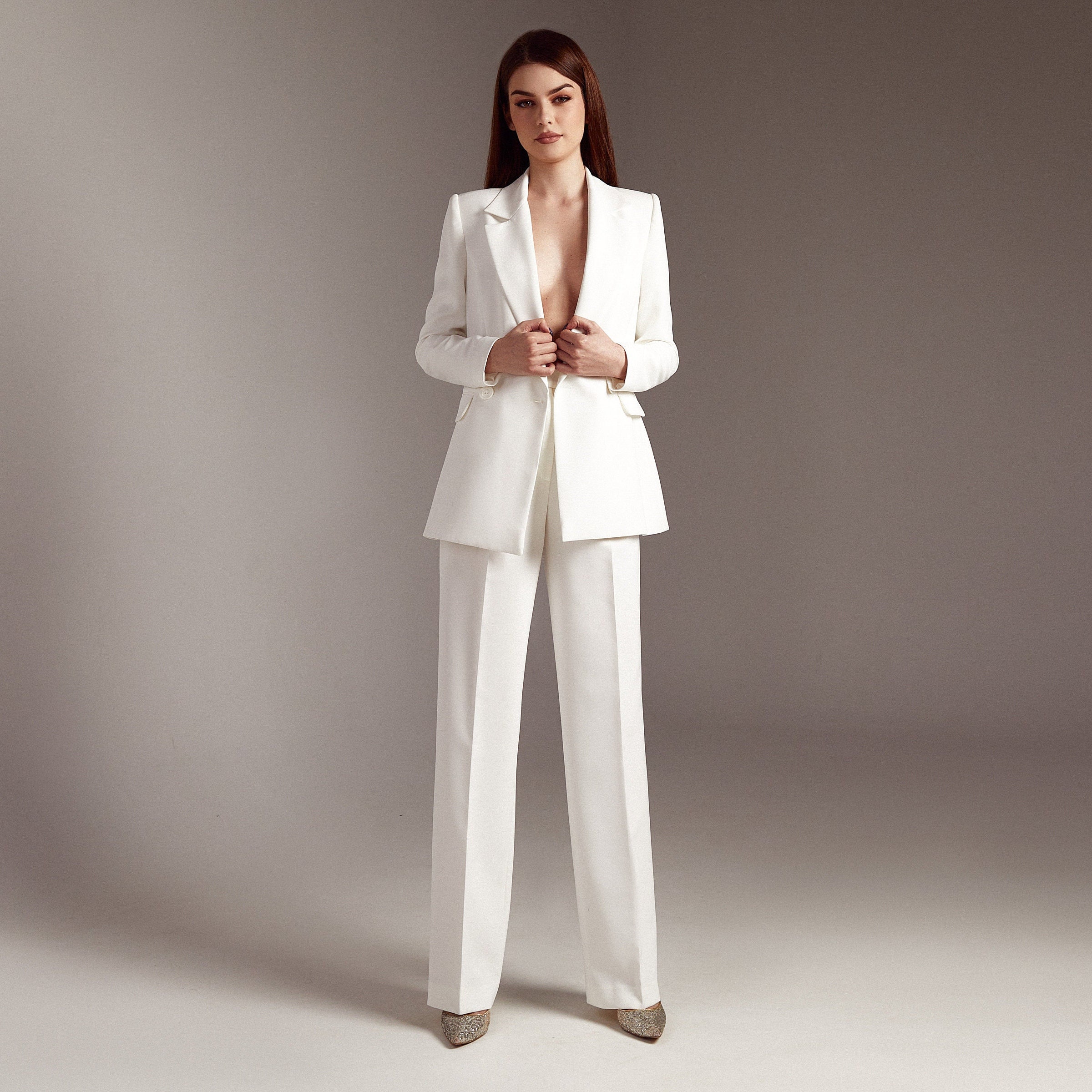 Smell The Flowers Blazer Pant Set - White