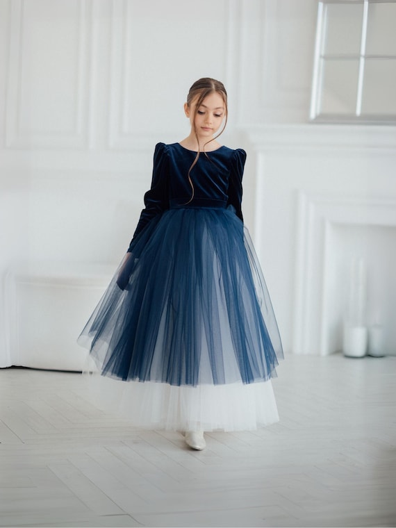 knee length dresses for ladies Girls Velvet Flower Girl Dress Elegant Formal Dress Lantern Long Sleeves Girls Birthday Party Dress, Burnt Orange / 8