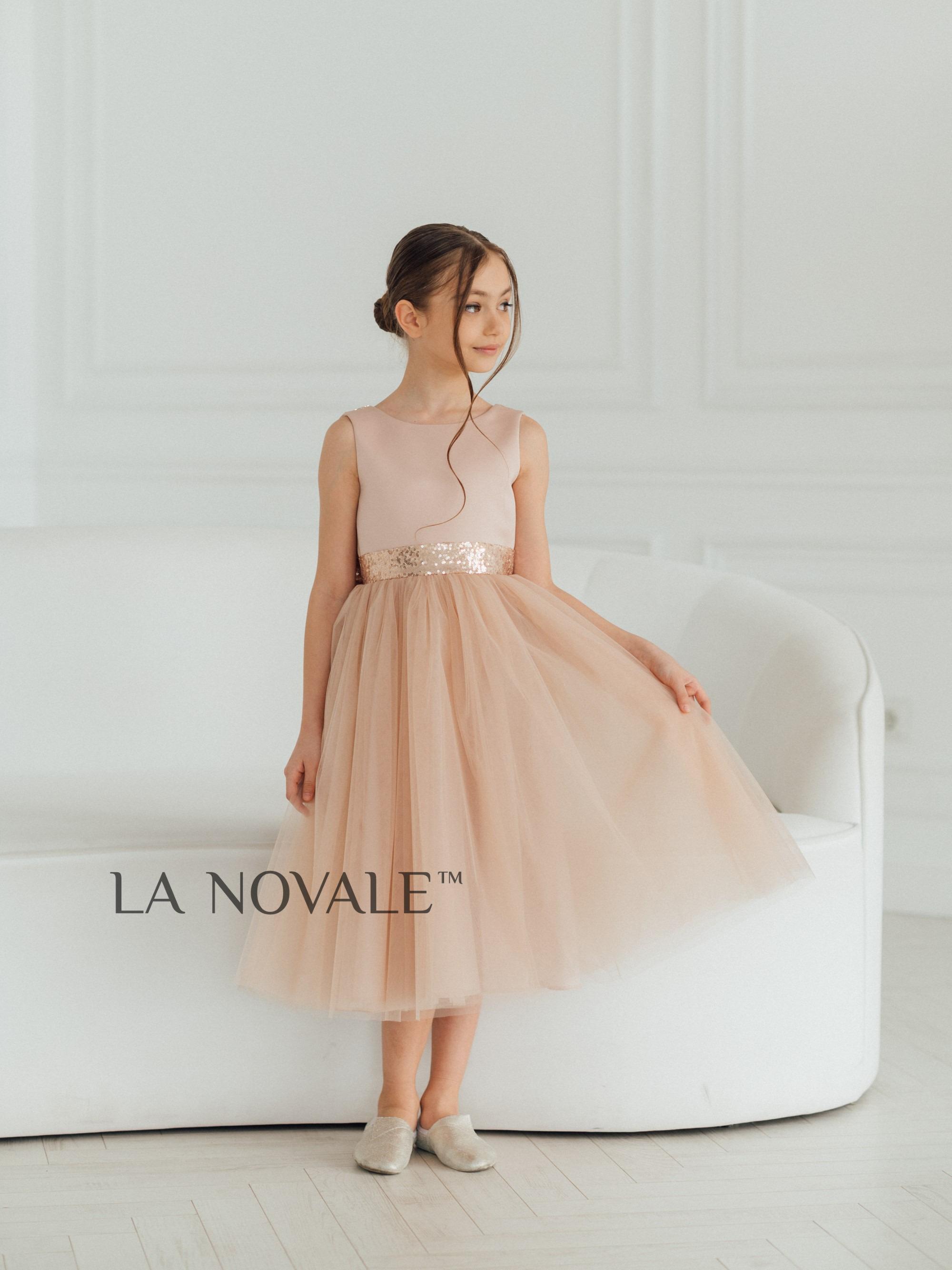 rose gold sequin junior bridesmaid dresses V-Neck Tulle Sequin Flower Girl Dress Junior Bridesmaid Gown 218 Mauve / 4