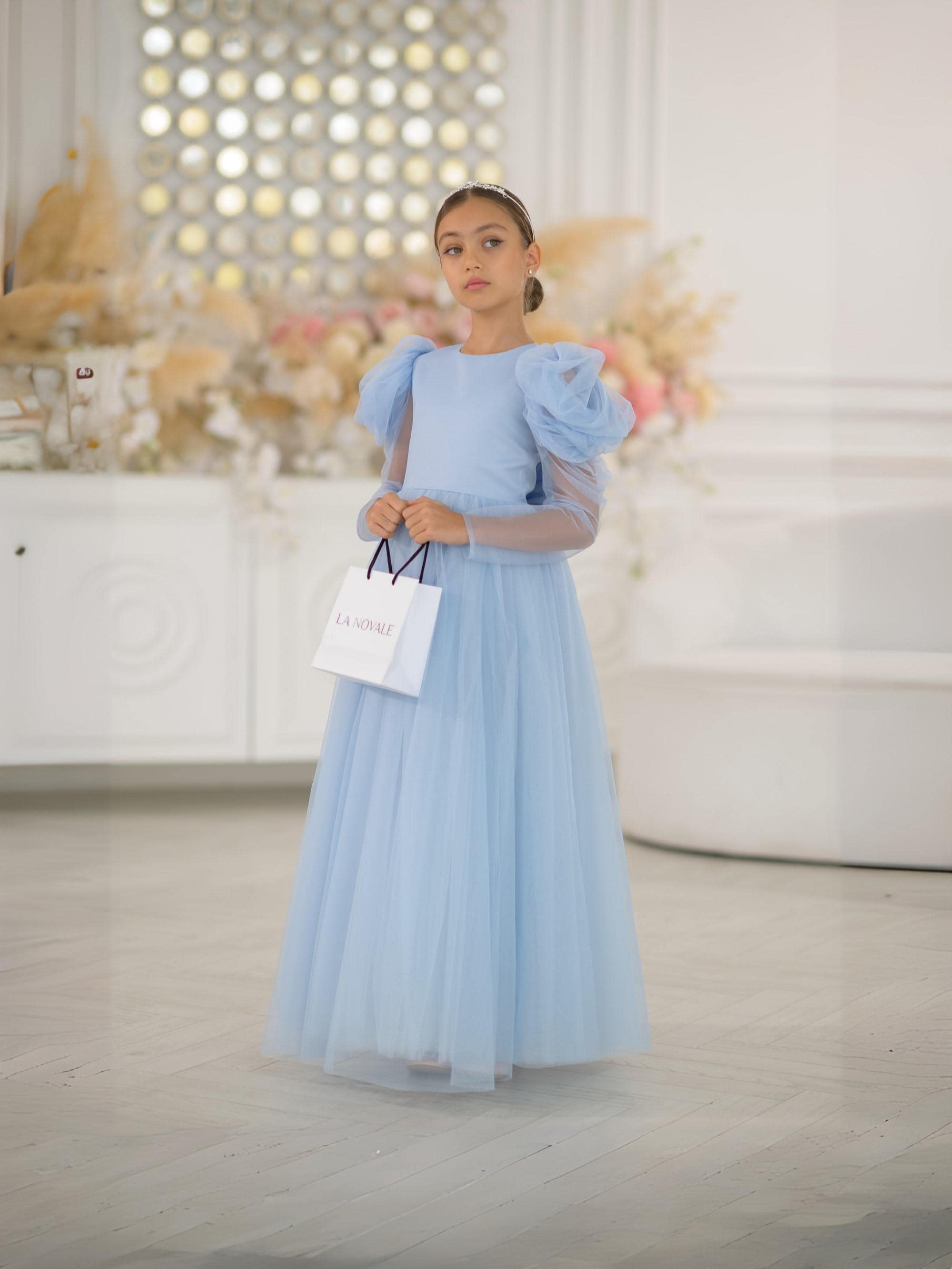 Light Blue Gown Long Sleeve