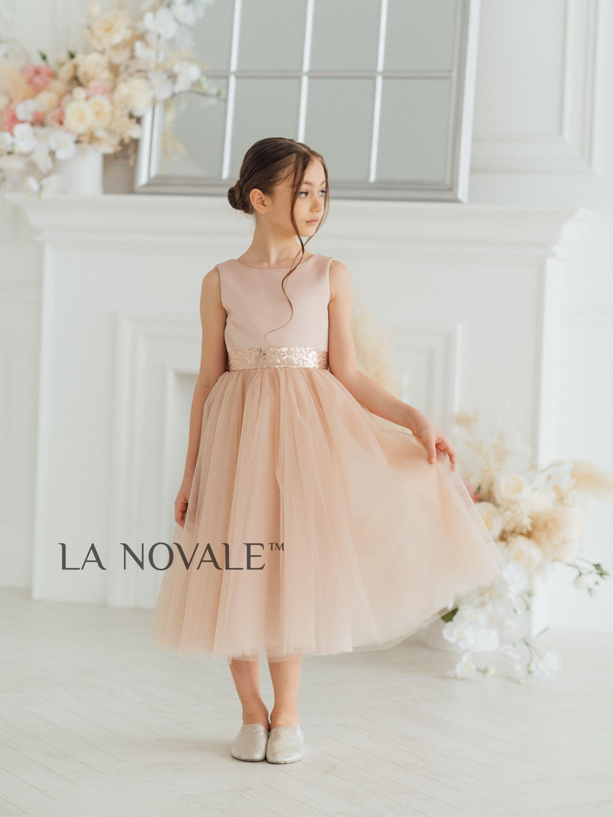 girls rose gold dress Gisele Sequin Girls Dress - Rose Gold
