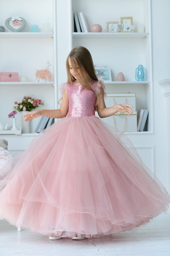 etsy rose gold flower girl dress