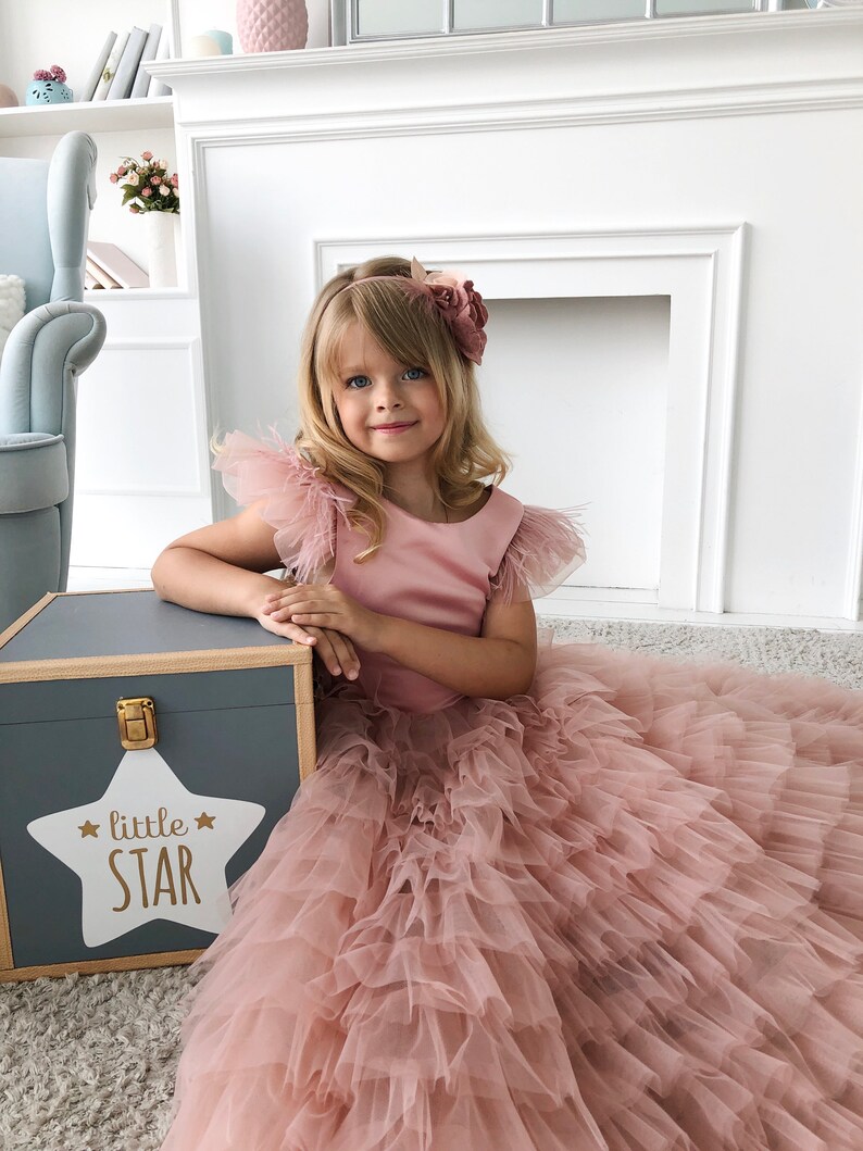 Flower Girl Dress Blush Pageant Dress for Girls Black Tiered Etsy UK