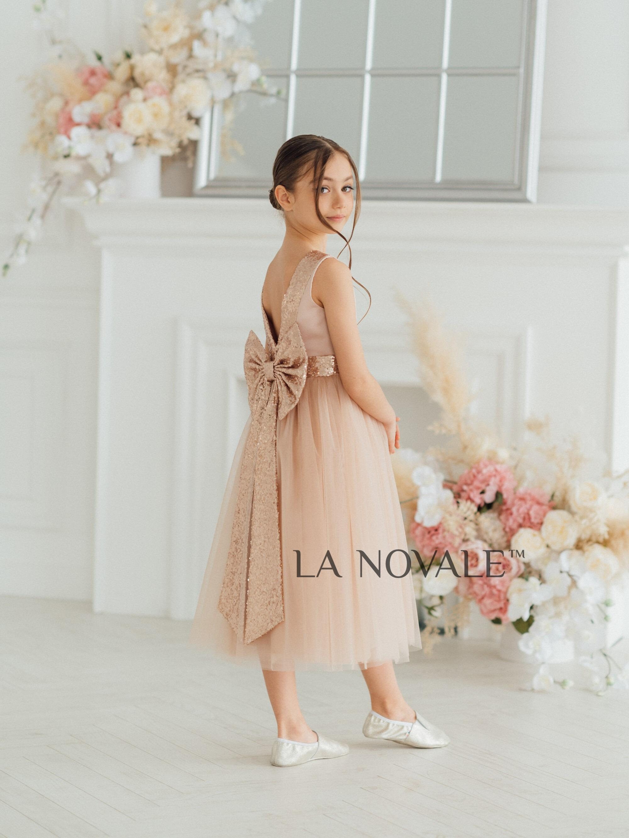 rose gold sequin junior bridesmaid dresses rose gold sequin flower girl dress, simple sleeveless wedding guest dress for kids, champagne junior bridesmaid dress, girls formal dress