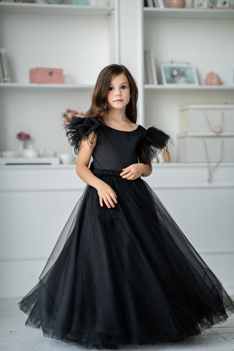 flower girl dress with sash Great Gatsby style full length dress
