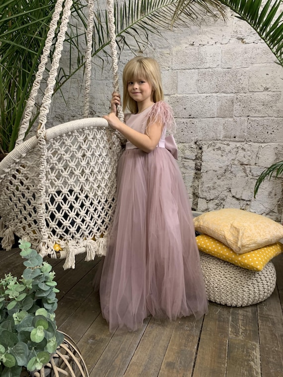 junior bridesmaid dresses mauve Flower Girl Dress, Simple Dusty Rose Dress, Blush Wedding Guest Dress for Kids, Girls Birthday Party Dress With Bow Color:Blue Red Flower over pleating adds texture shirred Stylish Pakistani Actress Looks
