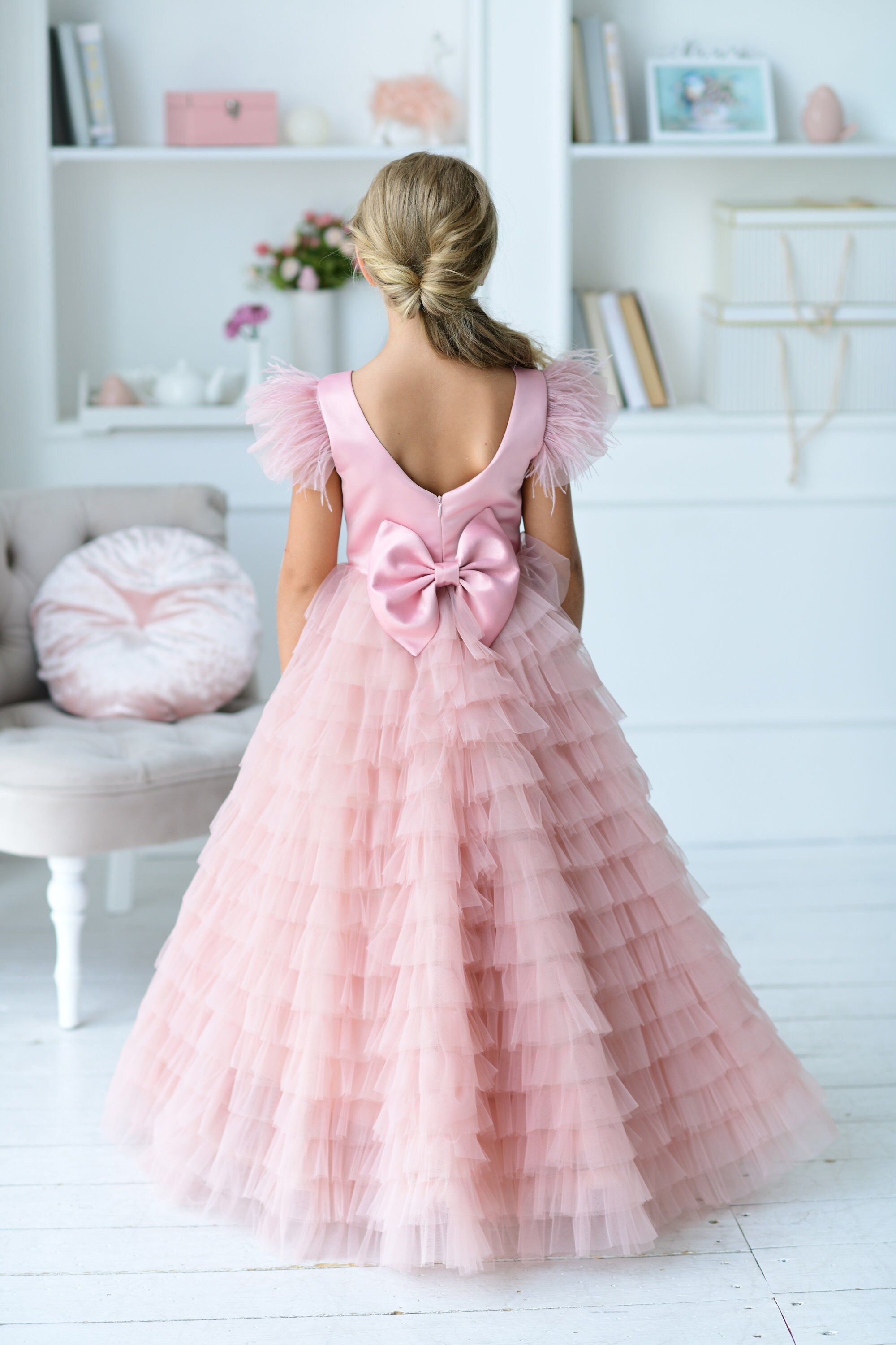 Flower Girl Dress Blush Pageant Dress for Girls Black Tiered Etsy UK