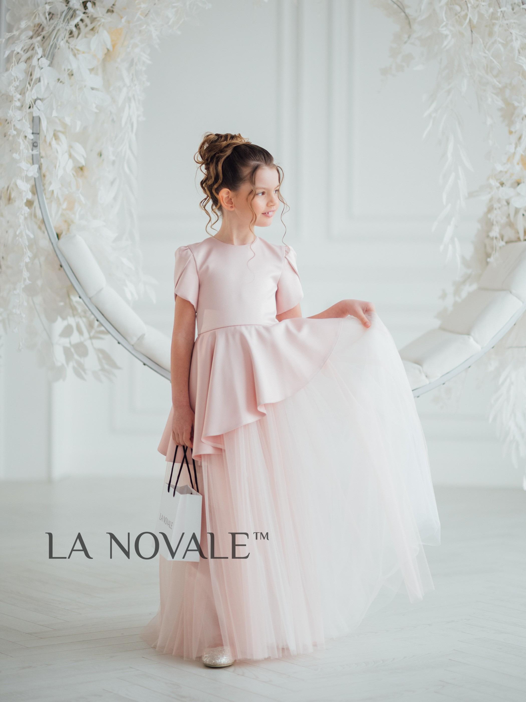 petal pink junior bridesmaid dresses kids family portraits dress, pastel pink junior bridesmaid dress, blush flower girl dress with short sleeves, kids wedding guest modest gown