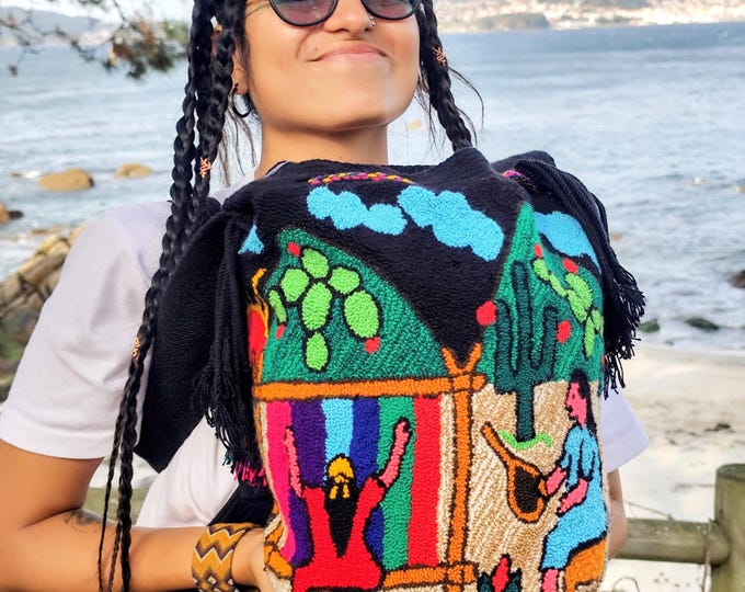 Featured listing image: Wayuu bag upholstered with women’s drawing Wayuus - Handmade in Colombia