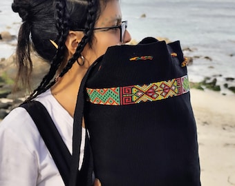 Large Wayuu bag with two handle styles (short handle and long adjustable handle) - Handwoven tote bag by women for mobile, wallet, etc