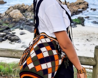 Wayuu handwoven shoulder bag in crochet - Backpack cross very resistant and durable