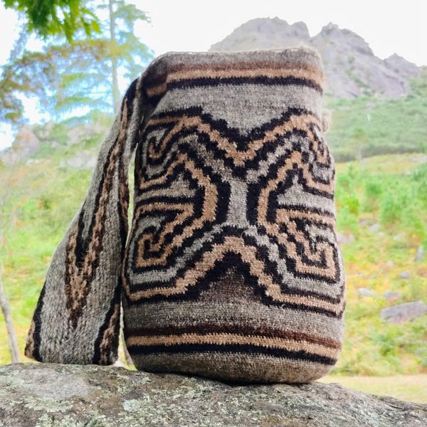 Zaino extra large in lana Arhuaco | Fatto a mano in Colombia | Tessuto a mano indigeno | Creatore di luce