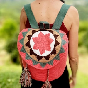 Large Wayuu backpack with self-closing perfect for carrying your PC, mobile and wallet