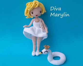 Diva Marylin - Crochet Doll Pattern English digital download